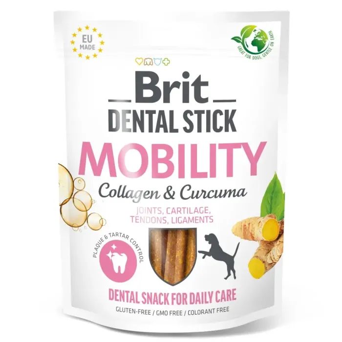 Ласощі для собак Brit Dental Stick Mobility колаген та куркума 251 г (8595602564361)