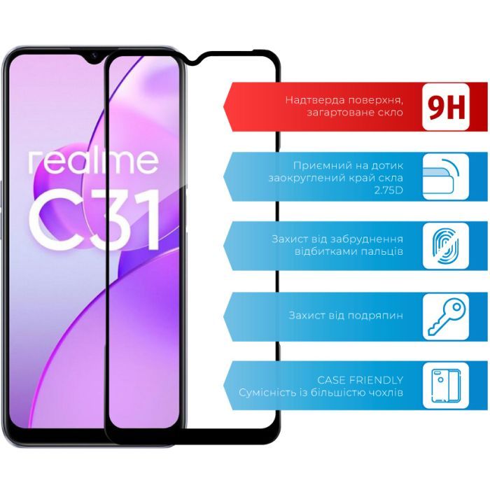 Стекло защитное ACCLAB Full Glue Realme C31 (1283126540721) изображение 2
