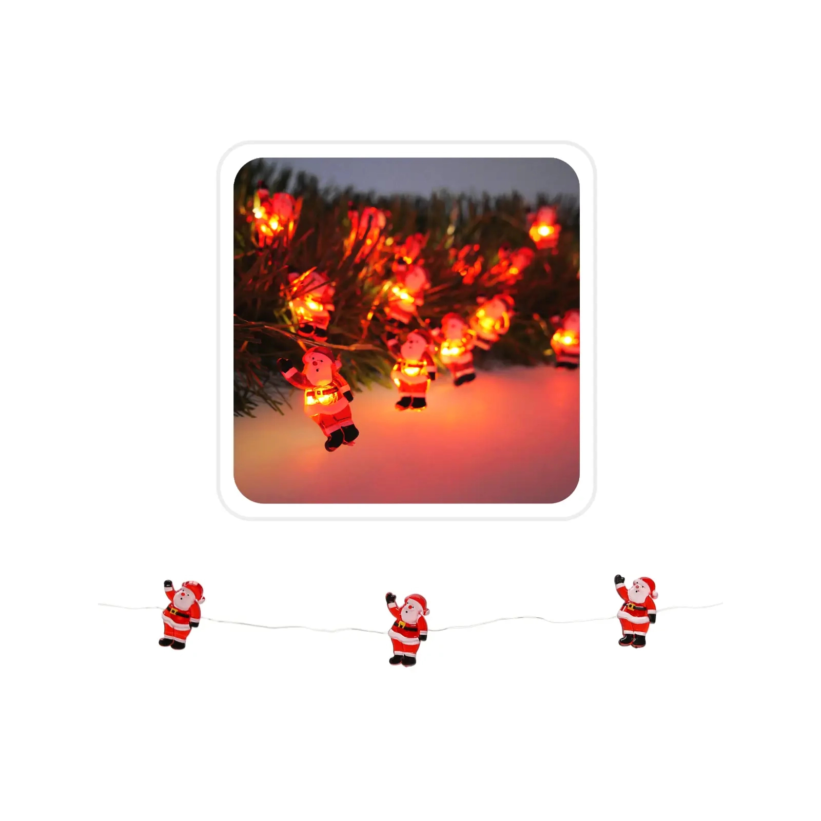 Гирлянда Chomik Санта струна, 2,2 м, 20 LED теплый белый, 2АА (5900779854178) изображение 3