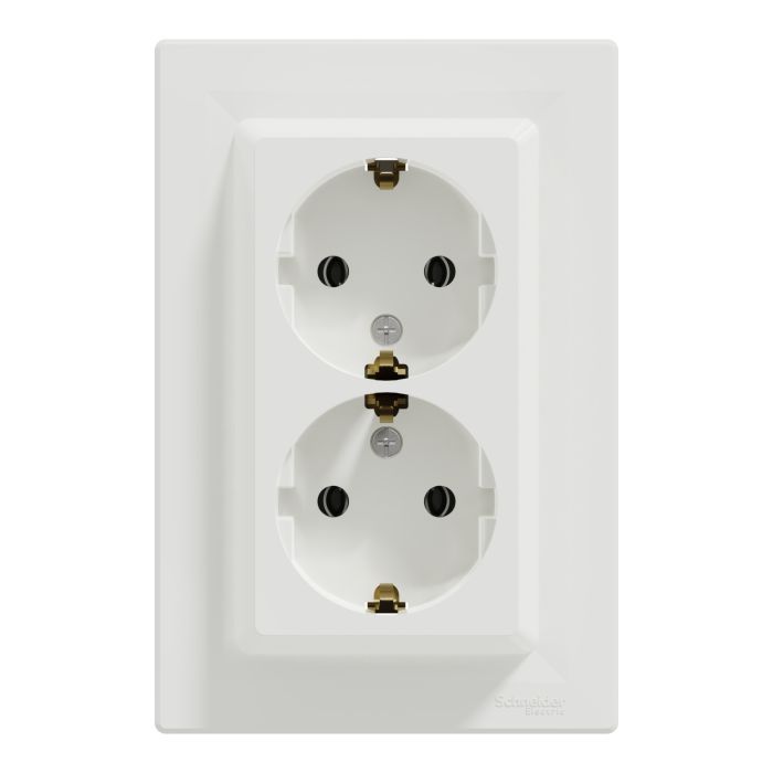 Розетка Schneider Electric ASFORA с заземлением двойная крем 16А (EPH9900123)