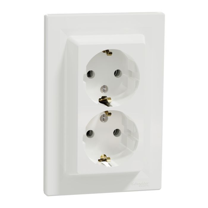Розетка Schneider Electric ASFORA с заземлением двойная крем 16А (EPH9900123) изображение 2