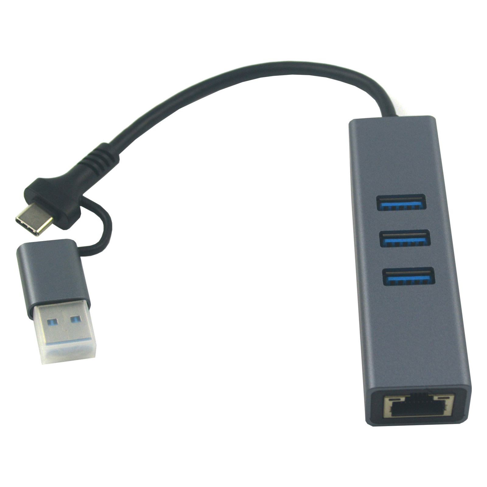 Концентратор USB 3.0 Type-C/Type-A to RJ45 Gigabit Lan, 3*USB 3.0, cable 13 cm Dynamode (DM-AD-GLAN-U3) изображение 2