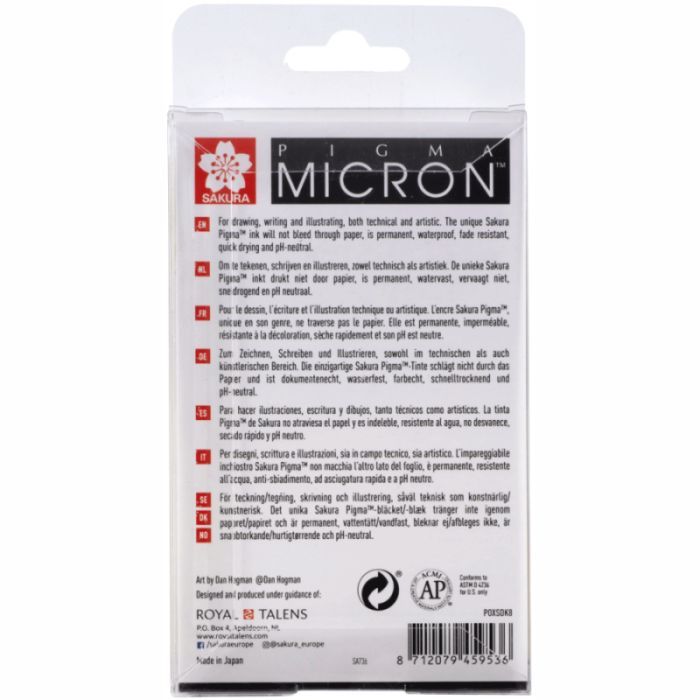 Лайнер Sakura Набор Pigma Micron 8 шт, Черный (8712079459536) изображение 2