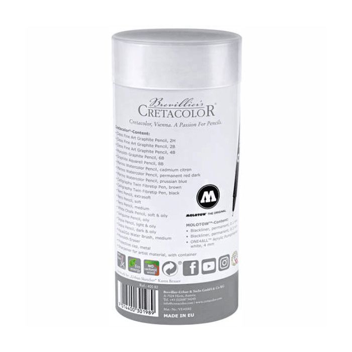 Художественный набор Cretacolor URBAN SKETCHING 24 предмета, металлический пенал (9014400301989) изображение 4