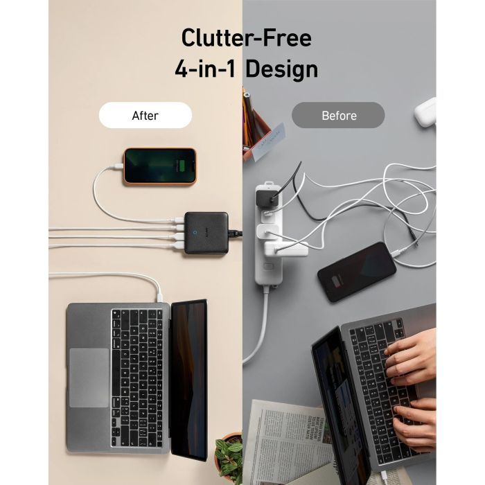 Зарядний пристрій Anker PowerPort 543 Atom III Slim 4 - 65W 22xUSB-C PIQ3.0 (A2046G12) зображення 4