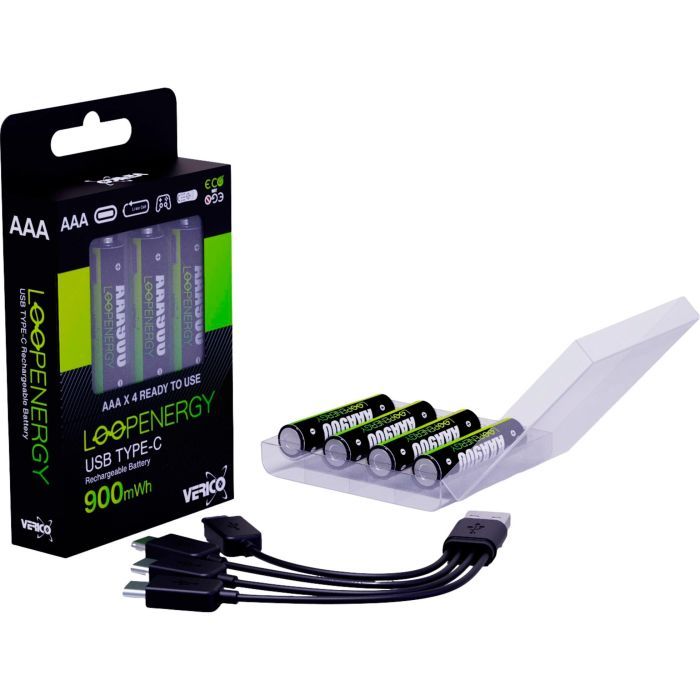 Акумулятор Verico AAA USB Type-C 600mAh 1.5V Li-ion * 4 (LoopEnergy) (1UDBT-A2WEBC-NN) зображення 3
