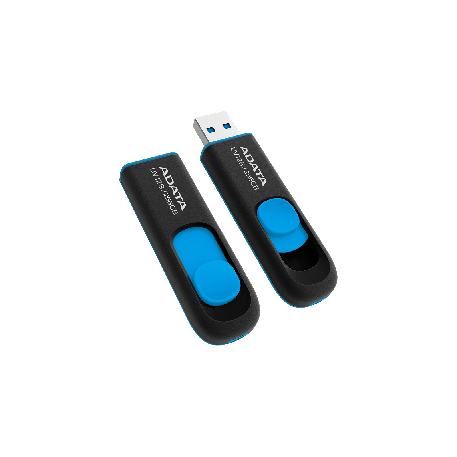 USB флеш накопичувач ADATA 256GB UV128 Black/Blue USB 3.2 (AUV128-256G-RBE) зображення 3