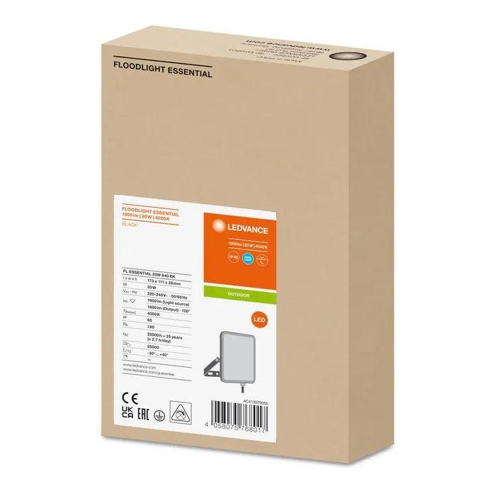 Прожектор LEDVANCE FL ESSENTIAL 20W 840 BK IP65 (4058075768017) изображение 6