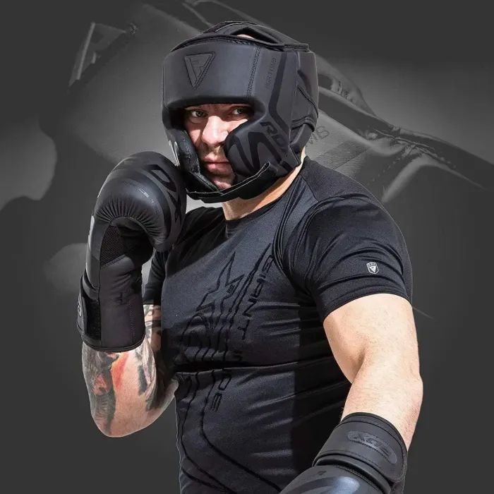 Боксерский шлем RDX T15 Noir Cheek Protector Matte Black XL (HGR-T15MB-XL) изображение 6