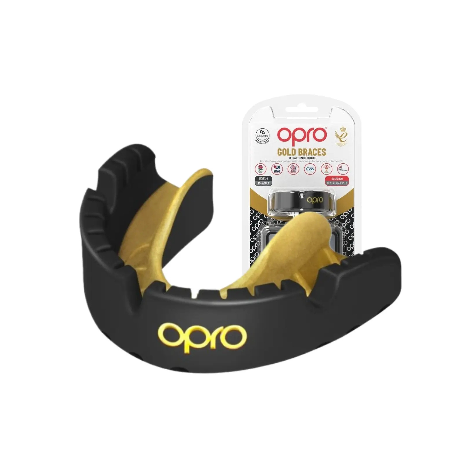 Капа Opro Gold Braces під брекети доросла Blackl/Gold 102506001 (UFC_Gold_Braces_Bl/Gold)