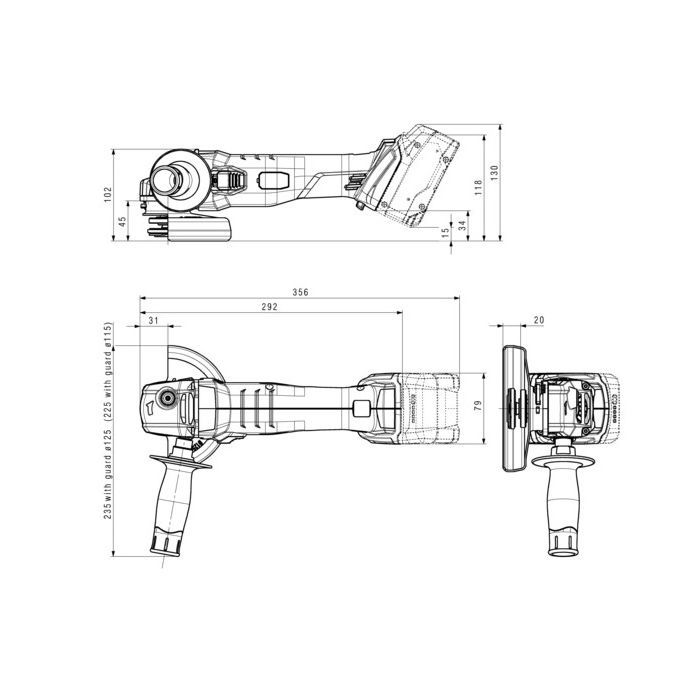 Шлифовальная машина Metabo W 18 L 9-125 125мм, 18В, 2х4Ah, 8500об/мин, 2.3кг (602247510) изображение 9