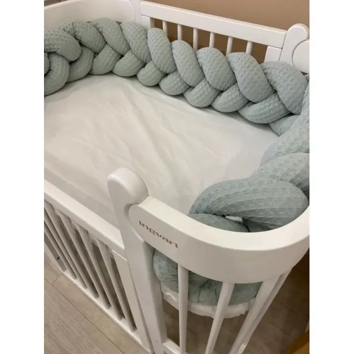 Кроватка Ingvart трансформер Nika 70 с опускной боковинкой (70х94, 70х120) бело-серая (3390037040) изображение 4