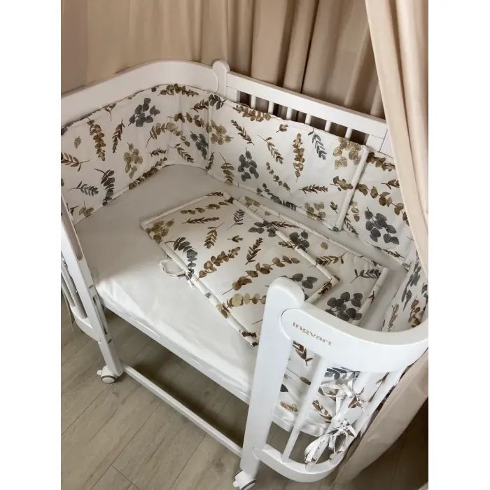 Кроватка Ingvart трансформер Nika 70 с опускной боковинкой (70х94, 70х120) бело-серая (3390037040) изображение 6