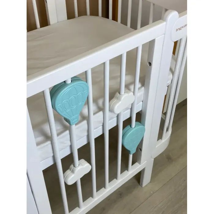 Кроватка Ingvart трансформер Nika 70 с опускной боковинкой (70х94, 70х120) бело-серая (3390037040) изображение 7