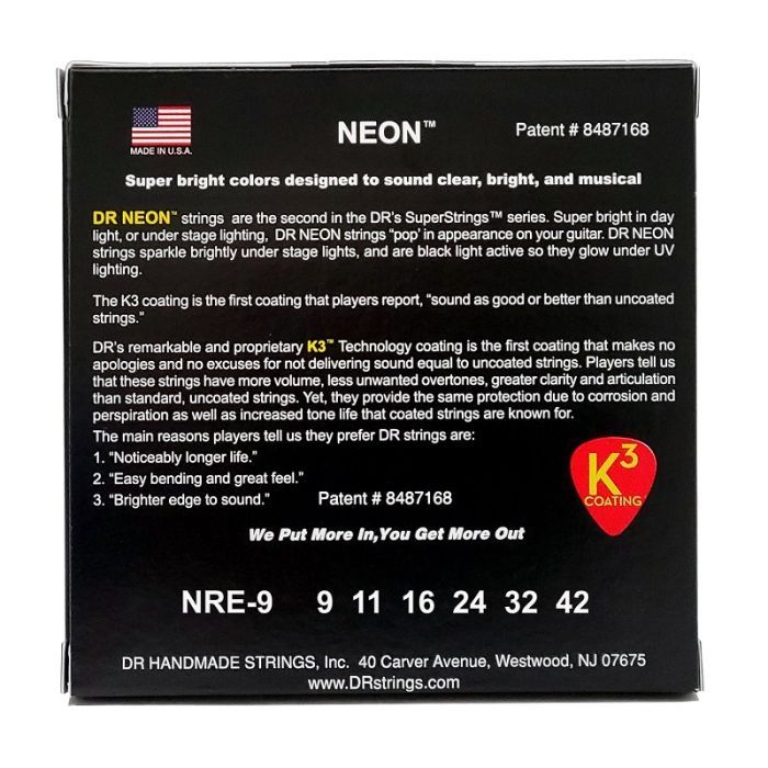Струни для гітари DR Strings NEON Red Electric - Light (09-42) (NRE-9) зображення 3