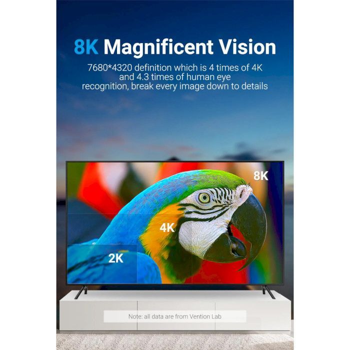 Кабель мультимедійний HDMI M to HDMI M 2.0m V2.1 8K60Hz silver Vention (ALCIH) зображення 5