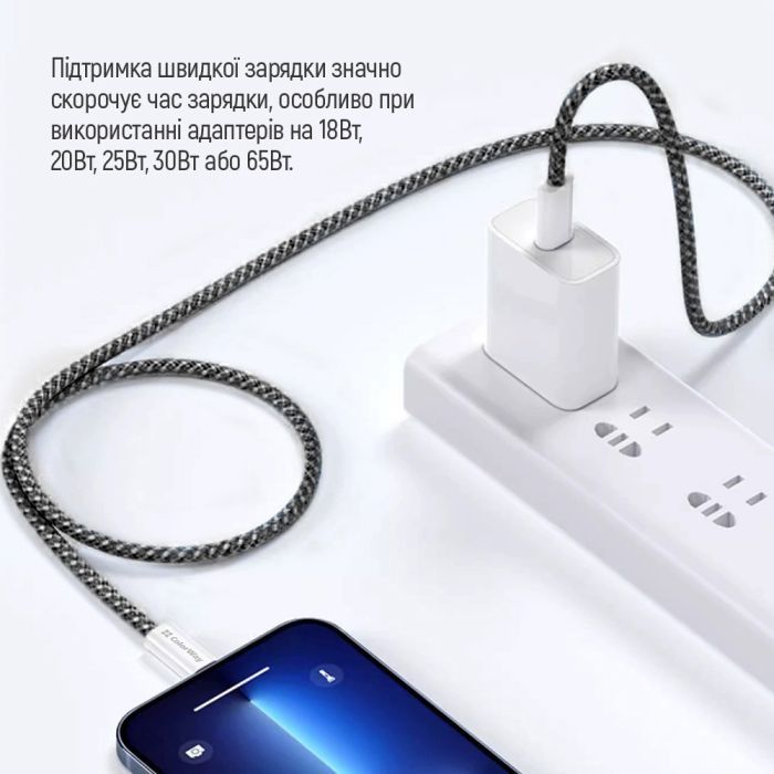 Дата кабель USB-C to USB-C 1.0m 60W 3.0А black ColorWay (CW-CBPDCC061-BK) зображення 9