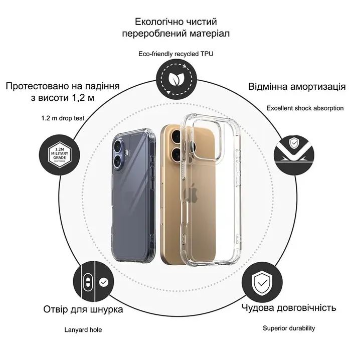 Чехол для мобильного телефона Drobak Acrylic Case with Airbag для Apple iPhone 15 (949405) изображение 4