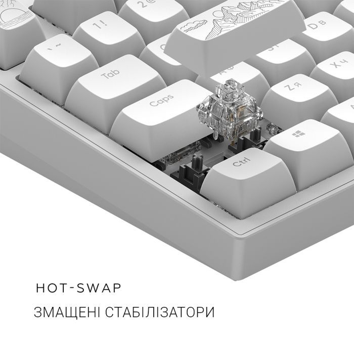 Клавіатура Dark Project ALU81 Terra Nostra PBT RGB Mech G3MS Moonstone White (DPKB_NOSTRA_81_ANSI_WHITE_UA) зображення 8