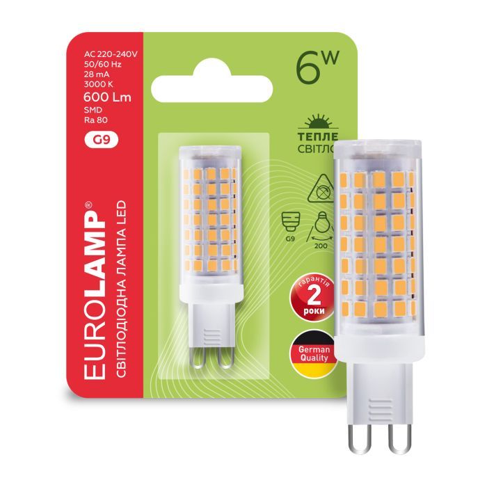 Лампочка Eurolamp LED G9 6W 600Lm 3000K (LED-G9-0630(220)) изображение 2