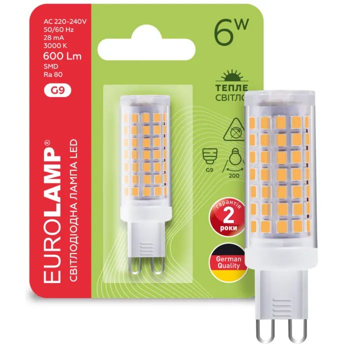 Лампочка Eurolamp LED G9 6W 600Lm 3000K (LED-G9-0630(220)) зображення 2