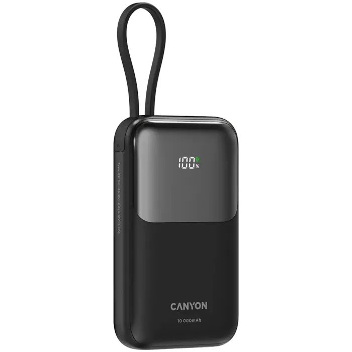 Батарея универсальная Canyon 10000mAh OnPower 101 PD/22.5W built-in cable Purple (CNS-CPB101PU) изображение 3