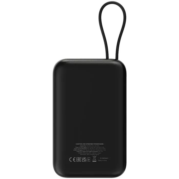 Батарея универсальная Canyon 10000mAh OnPower 101 PD/22.5W built-in cable Purple (CNS-CPB101PU) изображение 4