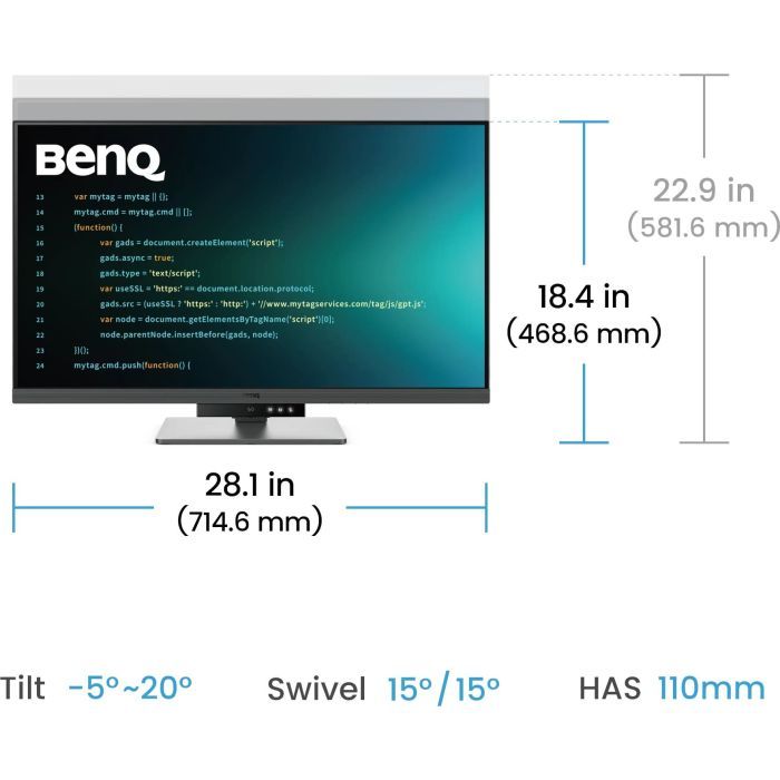Монітор BenQ RD320U Metallic Grey зображення 11