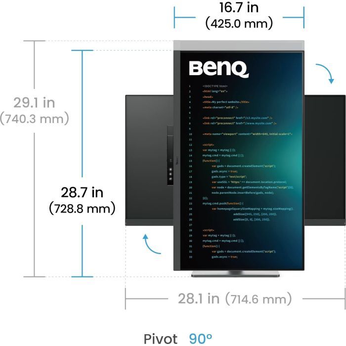 Монітор BenQ RD320U Metallic Grey зображення 12