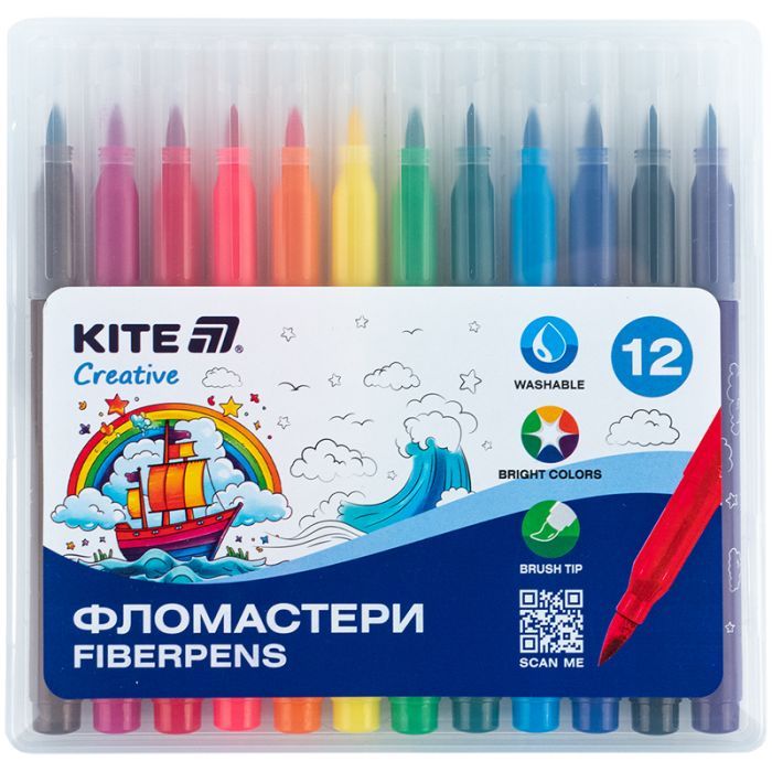 Фломастери Kite Creative пензлики 12 кольорів (K-1150)