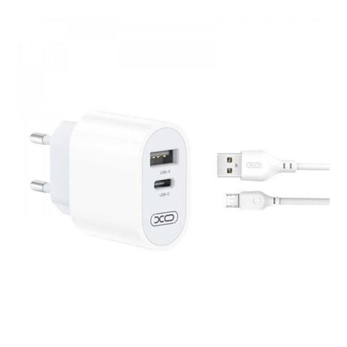 Зарядний пристрій XO L97 (1Type-C/1USB/2.4A) + USB - MicroUSB White (XO-L97-MC) зображення 5