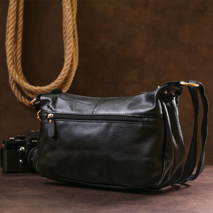 Сумка Vintage Кожаная женская Черная (20686) изображение 10