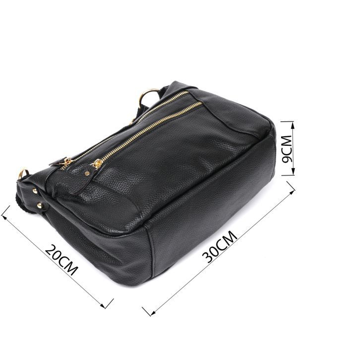 Сумка Vintage Кожаная женская Черная (20686) изображение 3