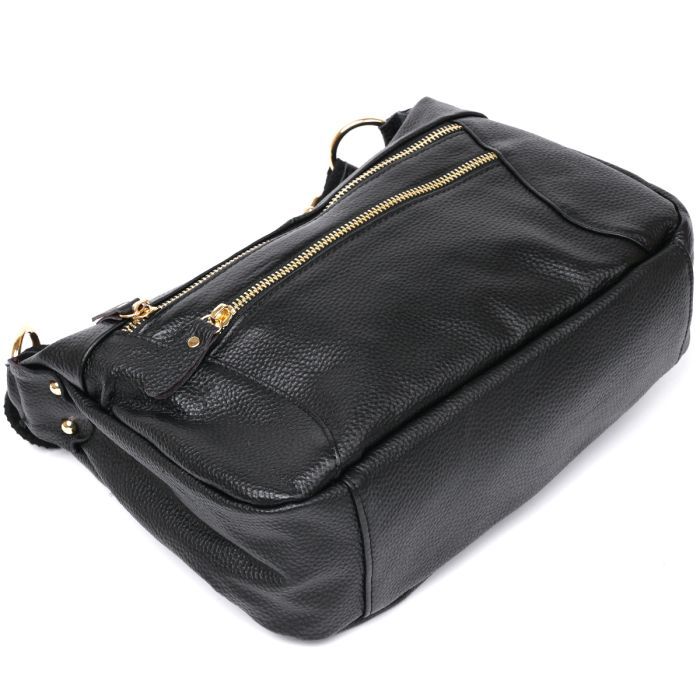 Сумка Vintage Кожаная женская Черная (20686) изображение 5