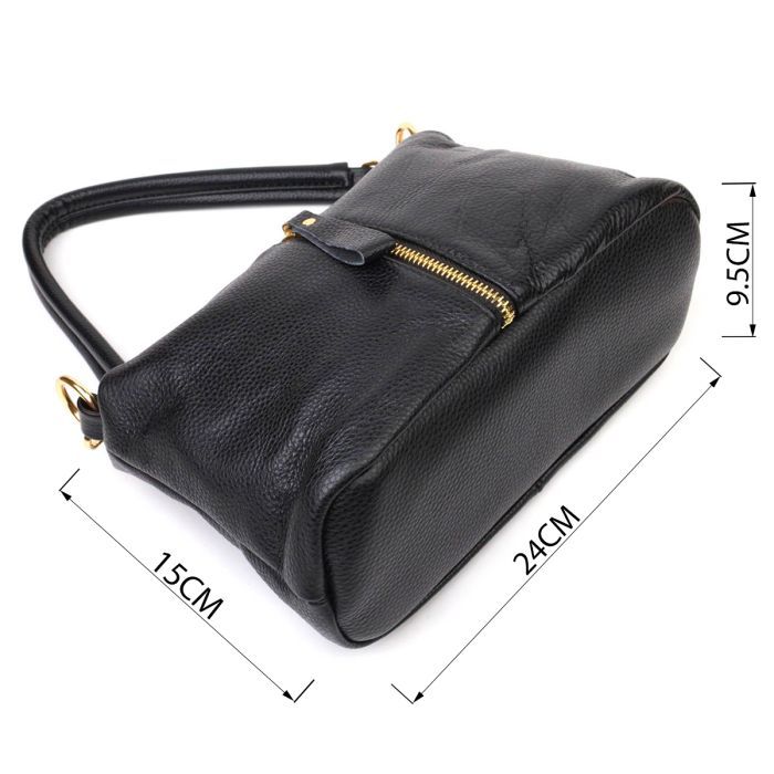 Сумка Vintage Из натуральной кожи Черная (22135) изображение 4