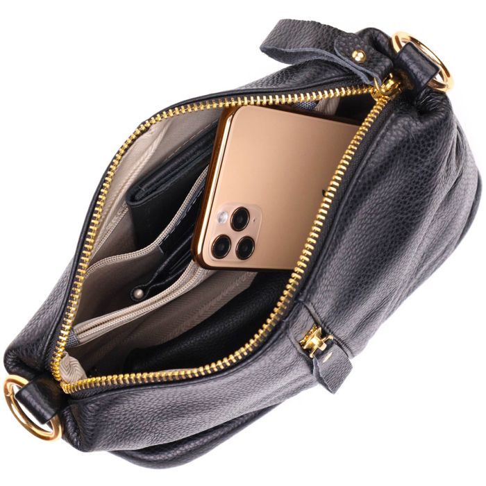 Сумка Vintage Из натуральной кожи Черная (22135) изображение 7