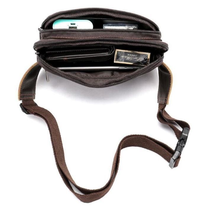 Сумка Vintage На пояс Коричневая (14727) изображение 12