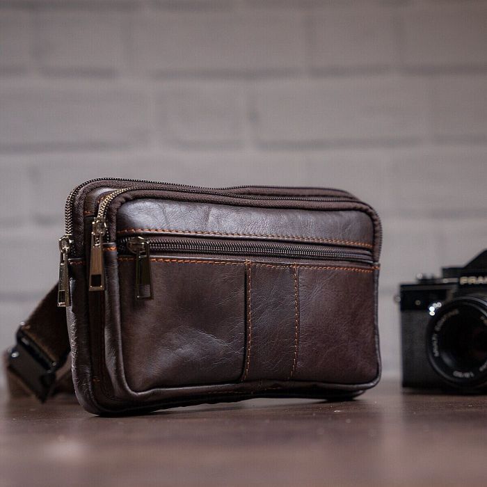 Сумка Vintage На пояс Коричневая (14727) изображение 3