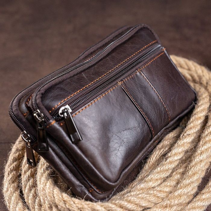 Сумка Vintage На пояс Коричневая (14727) изображение 5