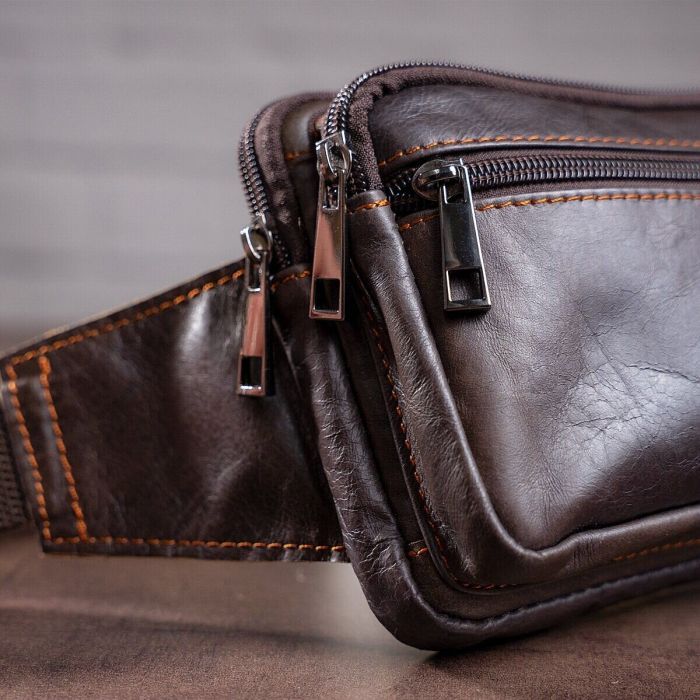 Сумка Vintage На пояс Коричневая (14727) изображение 6
