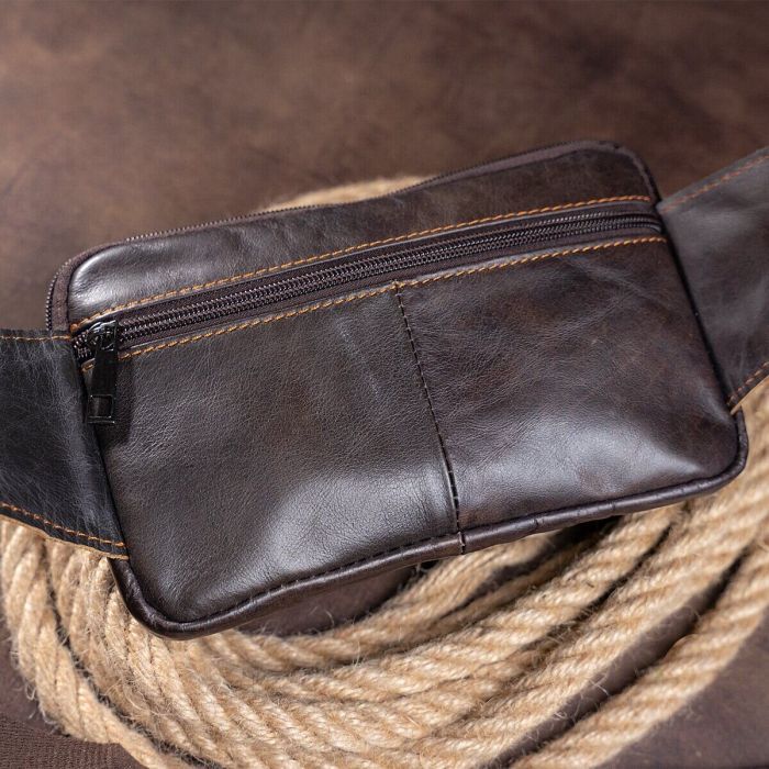 Сумка Vintage На пояс Коричневая (14727) изображение 7