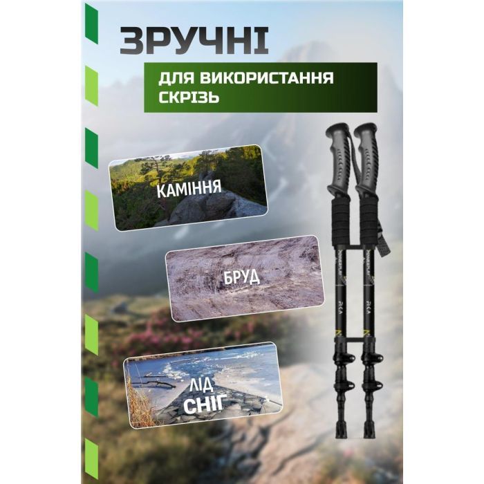 Треккинговые палки PowerPlay 9109 Fika Black/Yellow 60-135 см (PP_9109_Fika_Bl/Yellow) изображение 3