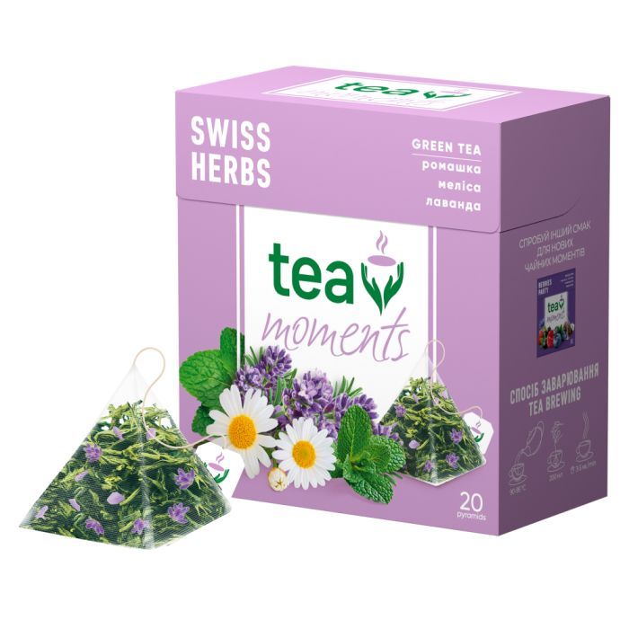 Чай Tea Moments Swiss Herbs зеленый 20х1.7 г пирамидки (tm.02944) изображение 2