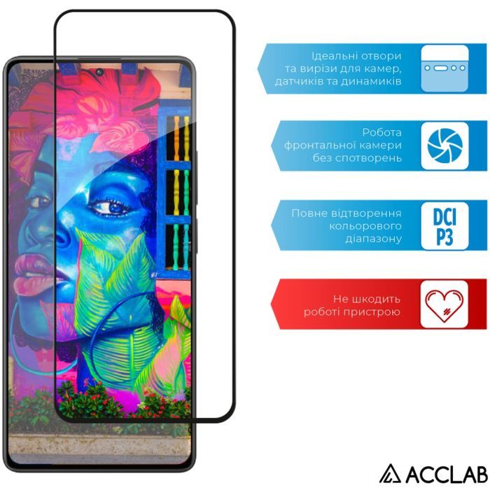 Стекло защитное ACCLAB Full Glue Xiaomi Poco M6 Pro Black (1283126589775) изображение 5