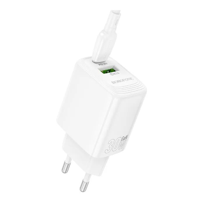 Зарядное устройство BOROFONE BN29 Fuente 1xUSB-C PD30W + 1xUSB QC3.0 White (6941991120329) изображение 3