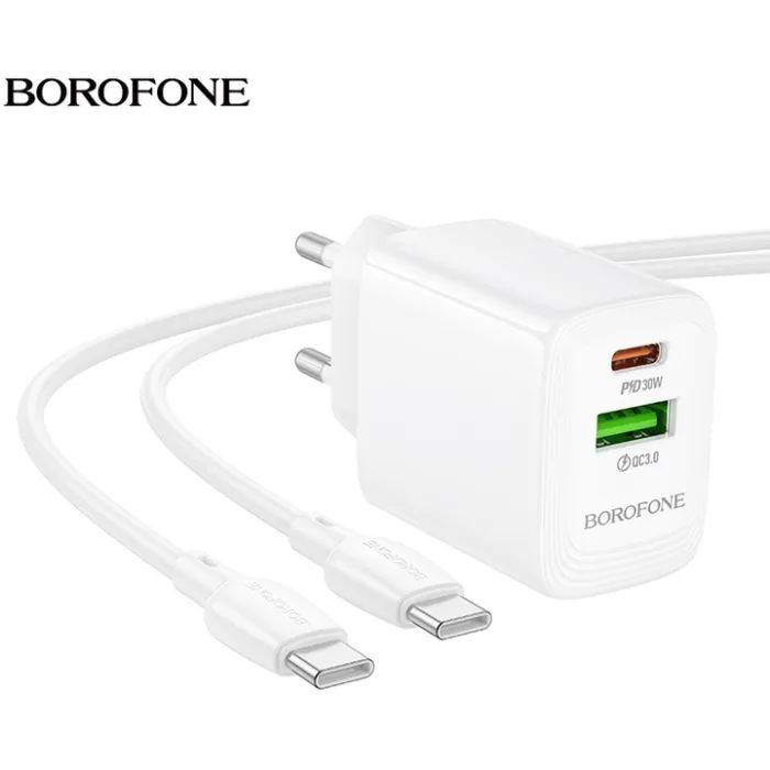 Зарядное устройство BOROFONE BN29 Fuente 1xUSB-C PD30W + 1xUSB QC3.0 White (6941991120329) изображение 4