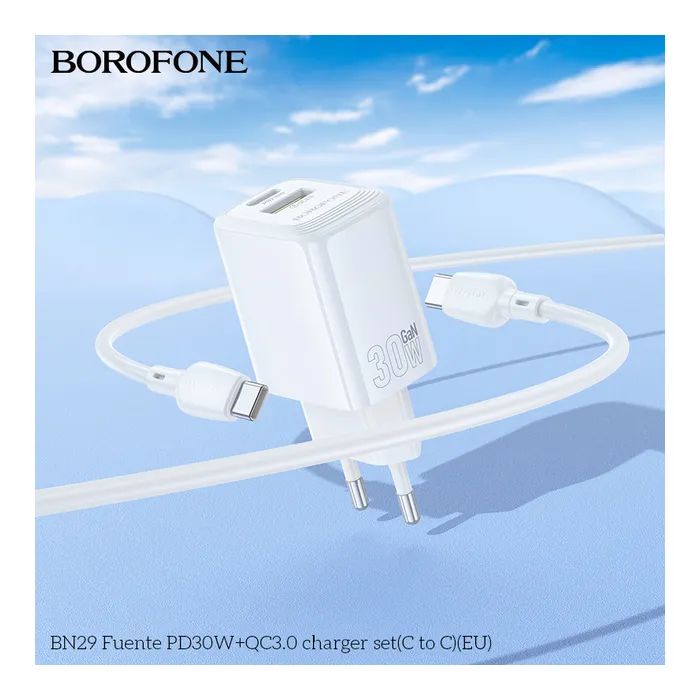 Зарядное устройство BOROFONE BN29 Fuente 1xUSB-C PD30W + 1xUSB QC3.0 White (6941991120329) изображение 7