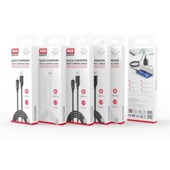 Дата кабель USB 2.0 AM to Lightning 1.0m braided Zebra XO (NB235_L_White) изображение 5
