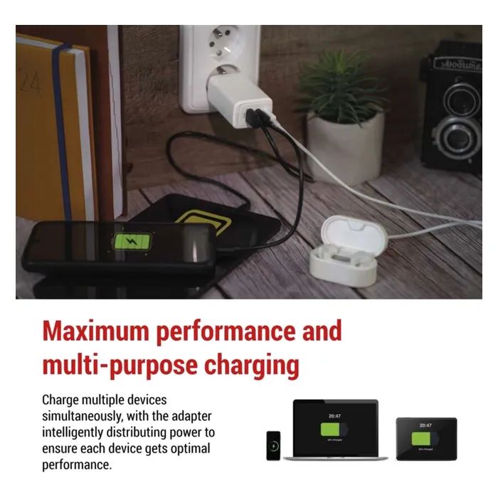 Зарядное устройство EMOS V05G65 1xUSB-A + 2xUSB-C PD65W GaN (V05G65) изображение 4
