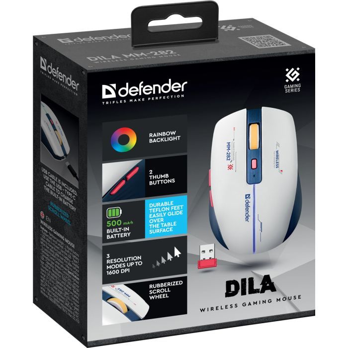 Мышка Defender Dila MM-282 Wireless White/Blue (52282) изображение 4